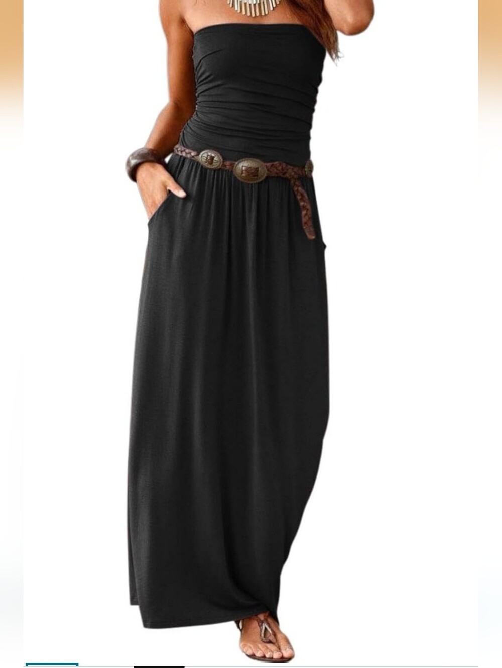 Strapless Black Maxi Dress - Classic Women's Casual Dress